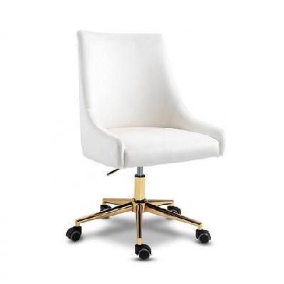 hamilton high back height adjustable velvet home office working tas chair white/gold