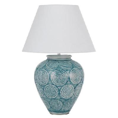 hannah modern table desk lamp light fabric ceramic blue white gloss