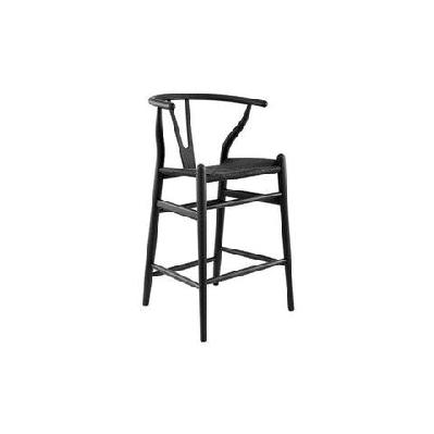 hans wegner replica wishbone wooden counter kitchen bar stool - oak wood/black black