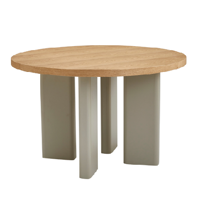 harcon country style wooden round kitchen dining table 120cm oak / grey