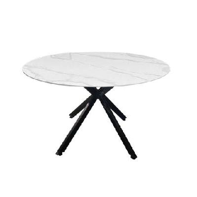 harper sintered stone round kitchen dining table 120cm metal legs white/black 