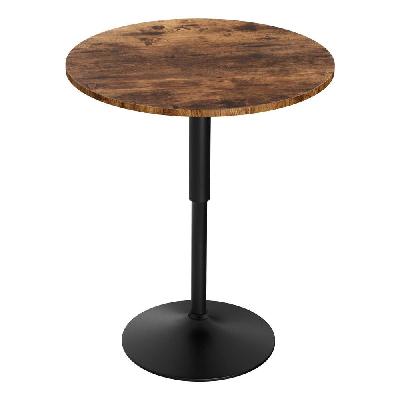 height adjustable bar table 360 swivel round gaslift design 60cm rustic brown black