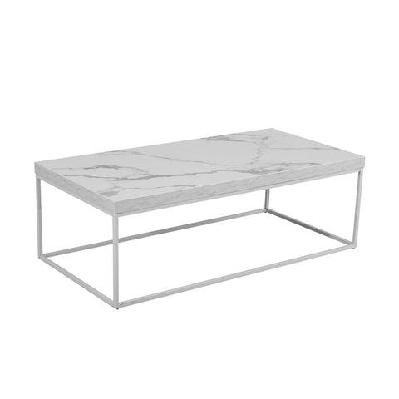 rectangular coffee table w/ marble effect - white