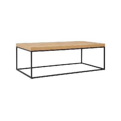 modern rectangular wooden coffee table metal frame - oak