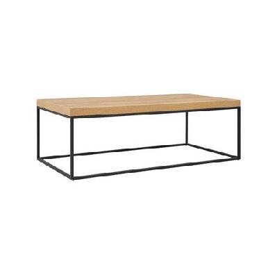 modern rectangular wooden coffee table metal frame - oak
