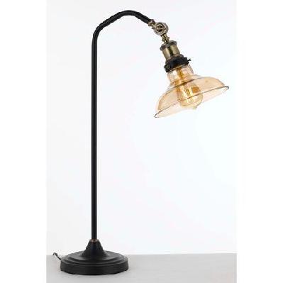 hertel modern table desk lamp light glass metal black amber