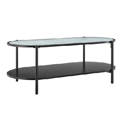 hester modern oval tea coffee table 2-tier glass top black