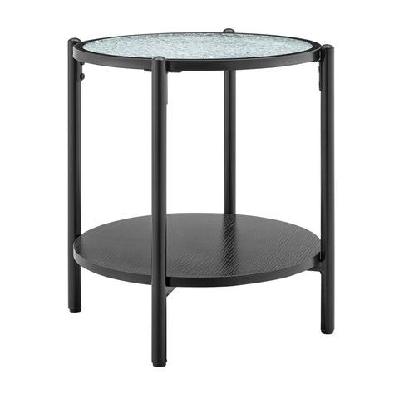 hester modern round side end lamp table 2-tier glass top black