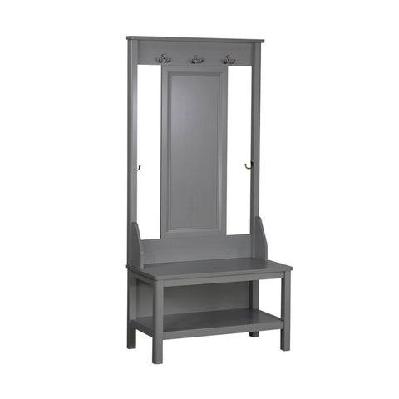 hinton modern minimalist coat rack hall tree shoe cabinet grey