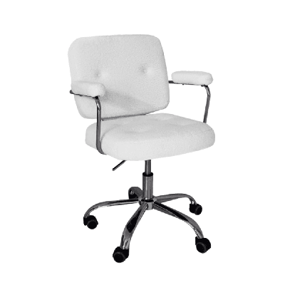 huggy  faux-fur sheeperd office task working computer chair - white