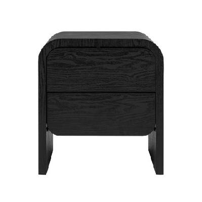 hugh modern wooden nightstand bedside table 2-drawers black