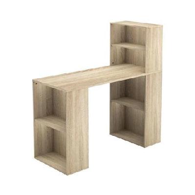hugo study writing computer office desk table w/ storage - light sonoma oak