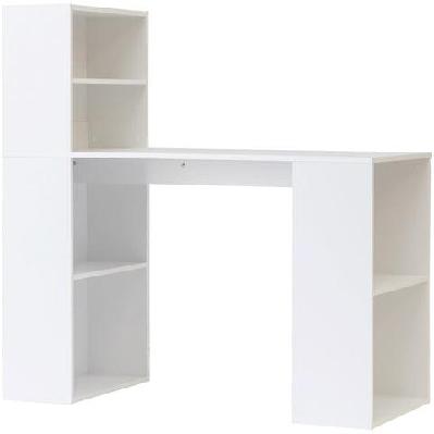 hugo study writing computer office desk table w/ storage - white