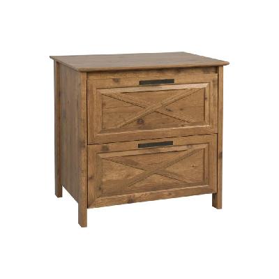 hyland 2-drawer office storage lateral filing cabinet rustic brown