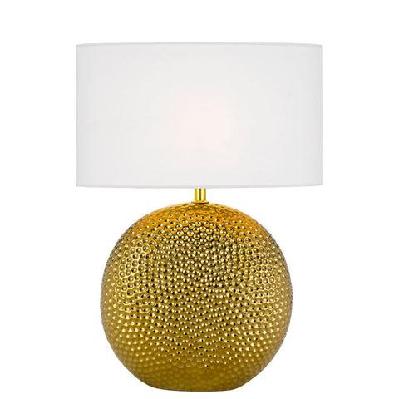 icaria modern table desk lamp light ceramic fabric gold white gloss
