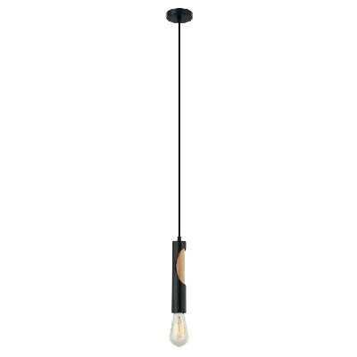 ida pendant lamp light interior es matte black blonde wood tube od50mm