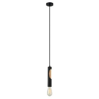 ida pendant lamp light interior es matte black blonde wood tube od50mm