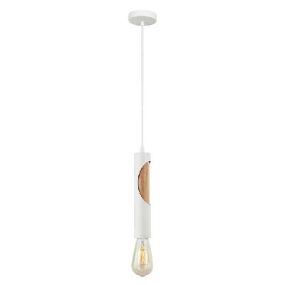 ida pendant lamp light interior es matte white blonde wood tube od50mm