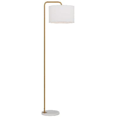 ingrid modern standing floor lamp light marble metal fabric ivory white marble antique gold