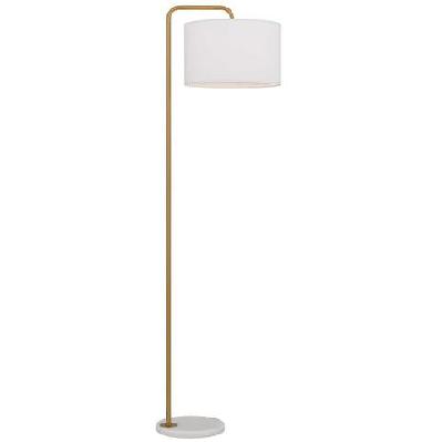 ingrid modern standing floor lamp light marble metal fabric ivory white marble antique gold