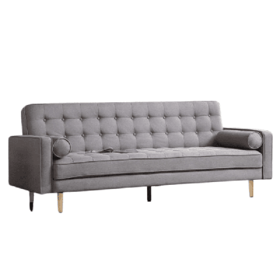 designer modern scandinavian fabric 3-seater sofa bed - grey