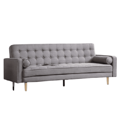 designer modern scandinavian fabric 3-seater sofa bed - grey
