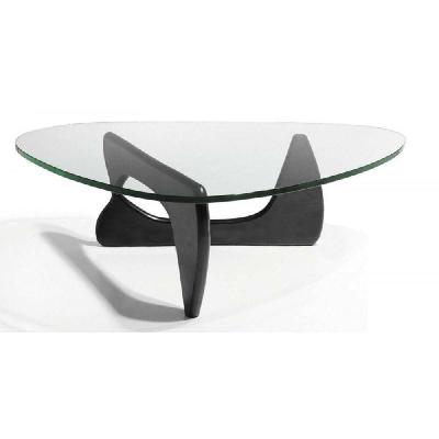 isamu noguchi replica wooden base glass top coffee table - black