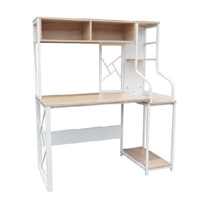 modern computer study office desk table 120cm w/ hutch  - oak and white