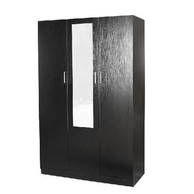 modern 3-door multi-purpose wardrobe closet clothes storage cabinet - black