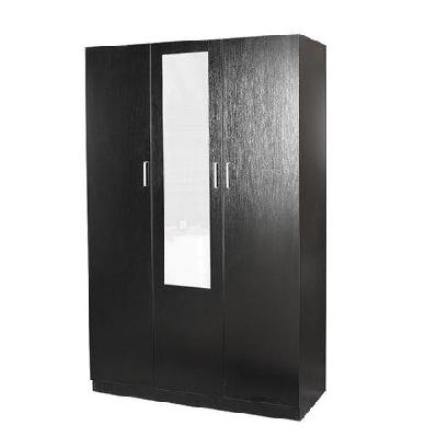 modern 3-door multi-purpose wardrobe closet clothes storage cabinet - black