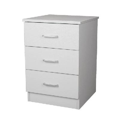 modern 3-drawer chest nightstand bedside table - white