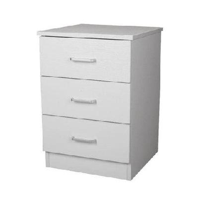 modern 3-drawer chest nightstand bedside table - white