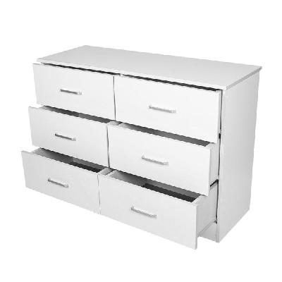 modern 6-drawer chest dresser lowboy storage cabinet - white