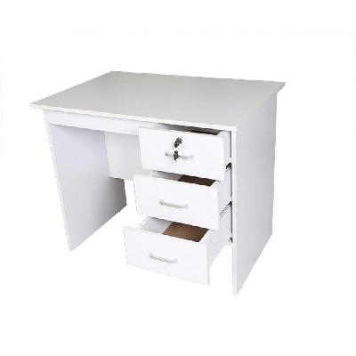 modern office writing study desk 120cm w/ 3-drawers - white
