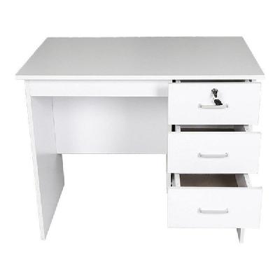 modern office writing study desk 90cm w/ 3-drawers - white