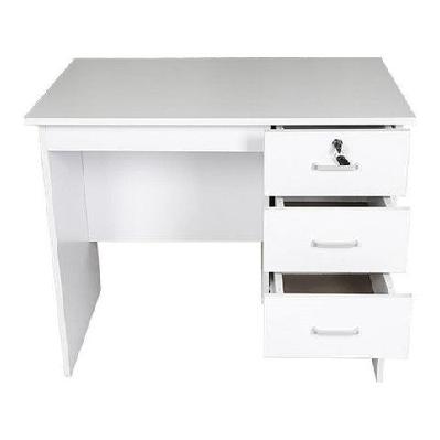 modern office writing study desk 90cm w/ 3-drawers - white