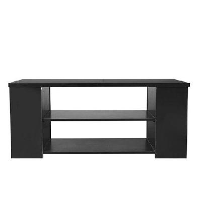simpleline open shelves tv stand entertainment unit - black