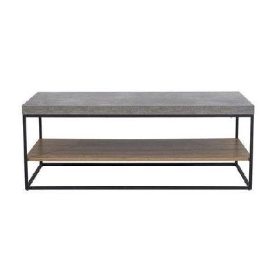 rectangular coffee table - black metal frame - cement grey