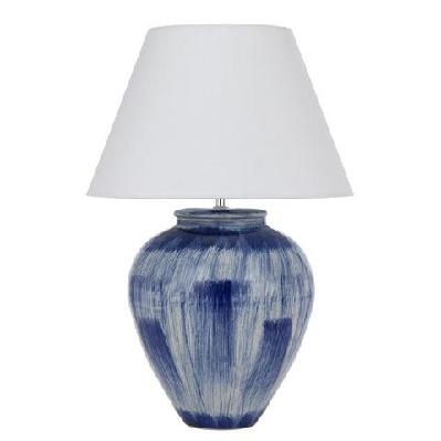 jamie modern table desk lamp light fabric ceramic blue white