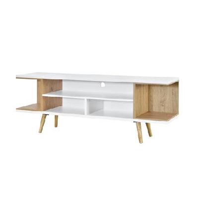 jamie wooden entertainment unit tv stand 160cm w/ open shelf - oak and white