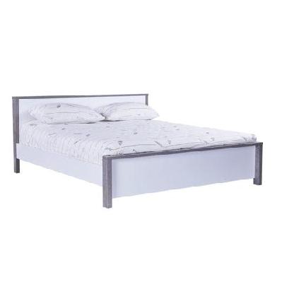 modern wooden queen bed frame - white / grey
