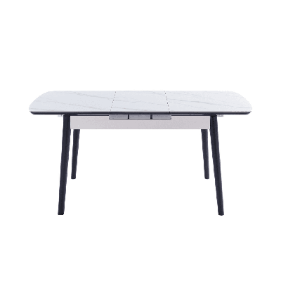 janice extension rectangular dining table 120-140cm - snow white ceramic