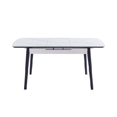 janice extension rectangular dining table 120-140cm - snow white ceramic