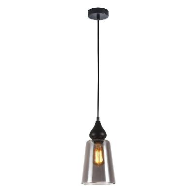 jerez pendant lamp light interior es 72w black smoke glass flat top od160mm x h305mm