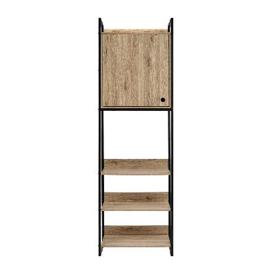 jesse tall display 3-shelves cupboard storagecabinet 1-door natural/black