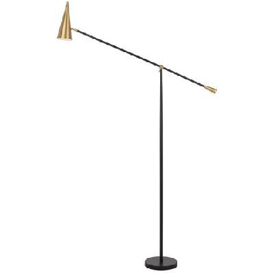 jibara modern standing floor lamp light foot switch metal black brass satin