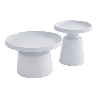 jiles 2pcs round nesting metal coffee tea table set white