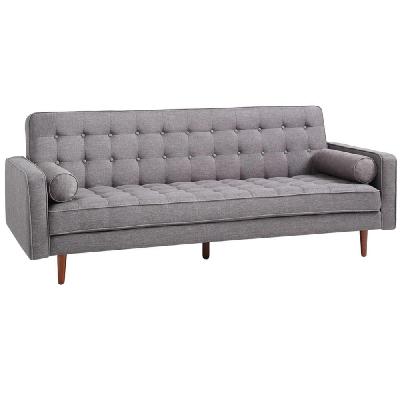 designer modern scandinavian fabric 3-seater sofa bed - dark grey