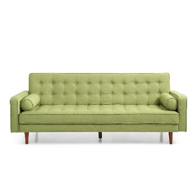 designer modern scandinavian fabric 3-seater sofa bed - green