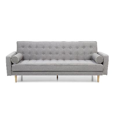 designer modern scandinavian fabric 3-seater sofa bed - grey